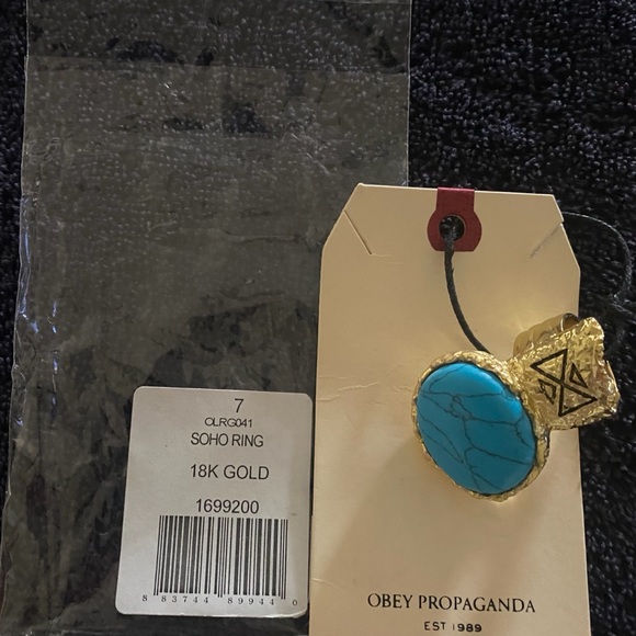 OBEY gold and turquoise ring - Picture 2 of 3